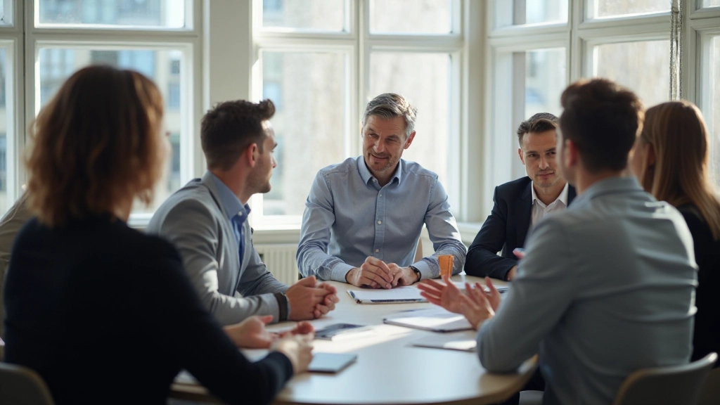 Professioneel trainingsworkshop met anatomisch correcte deelnemers in moderne ruimte